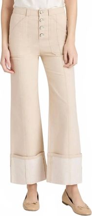 Cinq &agrave; Sept Cuffed Benji Wide Leg Pants In Khaki