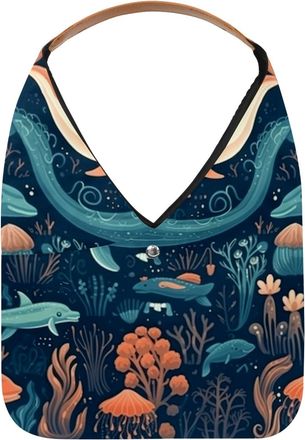 Generic Underwater World Animals Reusable Lightweight Grocery Bags - Foldable Into Compact Pouch, Washable & Sturdy, Multipurpose for Shopping and Travel