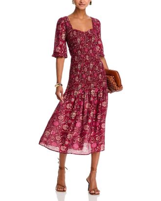 Sea New York Famke Print Heart Neck Dress In Magenta
