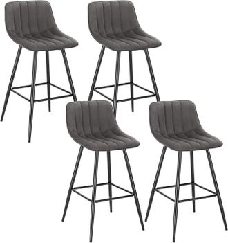 Woltu Woltu - 4x Taburete De Bar Con Respaldo Paquete De 4 Marco De Metal Muebles Cocina Asiento De Terciopelo Taburetes Cocina Altos Sillas Bar Altas Cocin