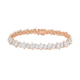 Diana M. Jewels 14kt Rose Gold 15.00cts Lab Grown Slanted Radiant Diamond Tennis Bracelet