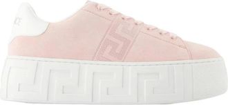 Versace Schoenen, Dames, Roze, 40 EU, Greca Border Platform Sneakers