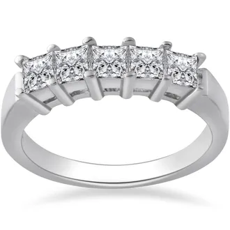 Pompeii3 1ct Princess Cut Natural Diamond Wedding Anniversary Ring Size Selectable