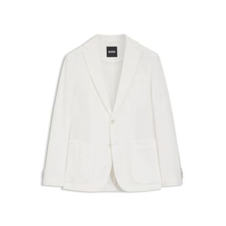 BOSS Slim-fit jacket in stretch-cotton seersucker