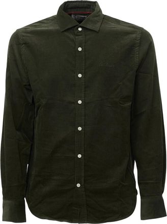 MC2 Saint Barth Corduroy shirt met borduursel op de rug - Heren - Casual Overhemden - Groen - XL - Overhemden