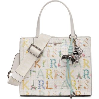 Karl Lagerfeld Maybelle Sequin KL Satchel in White Multi at Nordstrom