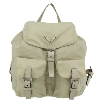 Prada Sac &Agrave; Dos Re-Nylon Nylon Beige Nylon Backpack Bag (Pre-Owned)