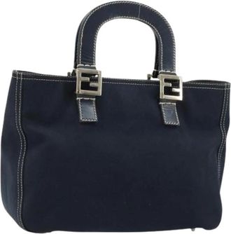 Fendi Pre-owned Vintage Canvas Hand Bag - Dames - Vintage Handtas - Blauw - ONE Size - Leer - Vintage