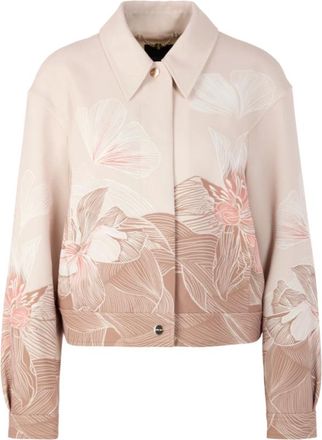 Marc Cain Floral Print Jacket - Dames - Jassen - Beige - Maat: 2XL Poliester