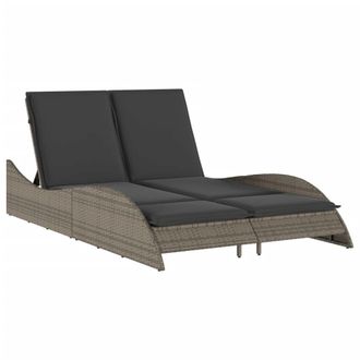 vidaXL Tumbona Con Cojines Rat&aacute;n Sint&eacute;tico Gris 114x205x73 Cm Vidaxl