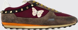 Valentino Garavani Stud Up Suede and Nylon Sneakers with Butterfly Embroidery