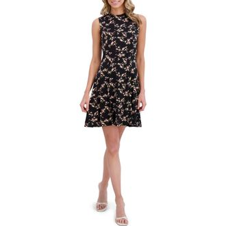Ted Baker Floral Sleeveless Jersey Dress in Rich Black at Nordstrom Rack, Size X-Large