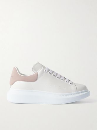 Alexander McQueen Sneakers In Pelle Con Finiture In Camoscio E Suola Oversize - Bianco