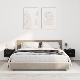 vidaXL Mesitas De Noche De Pared 2 Uds Negra 41,5x36x28 Cm Vidaxl