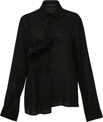 Yohji Yamamoto Blusa con ruches - Nero