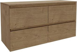Saniclass Holz Pure Badkamermeubelset - 120x45x60cm - topblad - zonder kraangaten - 4 lades - Eiken Natural