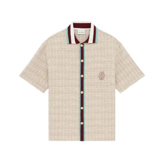 Dr&ocirc;le de Monsieur Short Sleeve Shirts, male, Beige, Size: XL Chemise En Tweed D Miroir