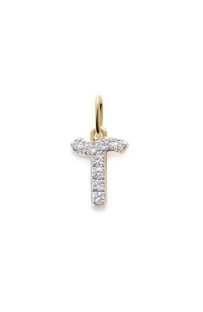 Monica Vinader Lab Grown Diamond Initial Pendant Charm in 14K Gold T at Nordstrom