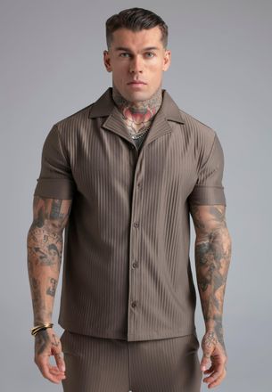 Siksilk Mens Brown Plisse Shirt XXL