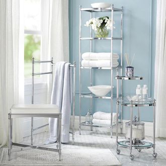 Frontgate Bath Storage Collection - 5-Tier Etagere, 5-Tier Etagere in Satin Brass - Frontgate Resort Collection