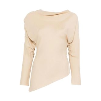 Cortana Blouses, female, Beige, Size: XS Asymmetric Draped Top