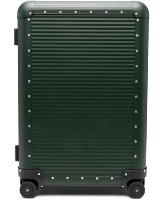 FPM Milano stud-detail four-wheel trolley - unisex - Calf Leather/Polyester/Aluminium/Calf Leather - One Size - Green