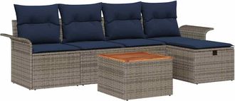 vidaXL Conjunto De Sof&aacute;s De Jard&iacute;n 6 Uds. Gris Rat&aacute;n Sint&eacute;tico Vidaxl