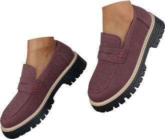 Generic Womens Platform Loafer Fashion Suede Chunky Slip On Dress Loafers Lug Sole Business Casual Work Shoes Loafers for Women Low Heel Zipper Round Toe Non-