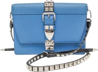 Prada Pre-owned Electra Studs Schoudertas - Dames - Vintage Schoudertas - Blauw - ONE Size - Leer - Vintage