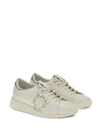 Ferragamo Crystal-Embellished Sneaker - White