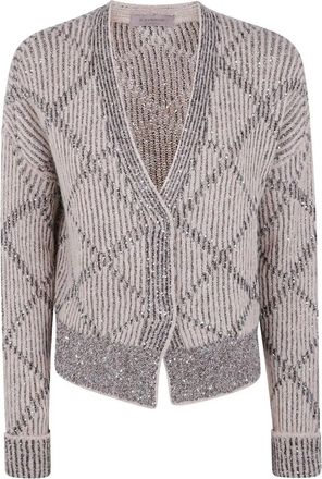 D.exterior D. EXTERIOR Sequins Rhombus Short Cardigan