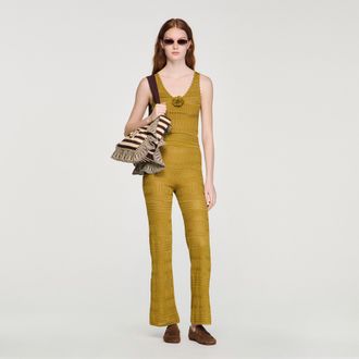 Sandro Floral pointelle knit top