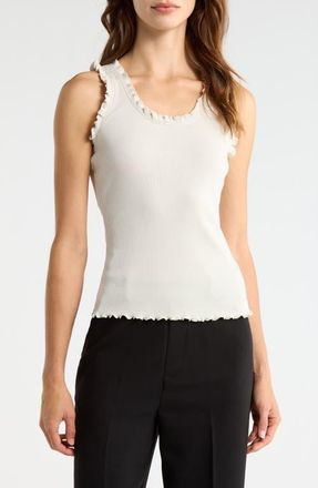 Vince Camuto Ruffle Rib Tank in Birch at Nordstrom, Size Xx-Large