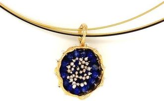 Esin Akan Dance of Stamens Necklace Midi, Gold Plated Pendant with Lapis Lazuli at Nordstrom, Size 18