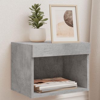 vidaXL Vidaxl - Mesitas De Noche De Pared Con Luces Led 2 Uds Gris Hormig&oacute;n