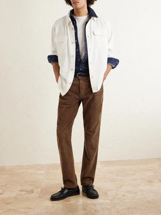 James Perse Slim-Fit Straight-Leg Cotton-Blend Corduroy Trousers