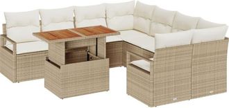 vidaXL Garden Dining Set with Cushion Manual 9 pcs Beige and Cream vidaXL