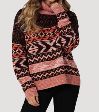 Wrangler Womens Retro Turtleneck Sweater In Burgundy