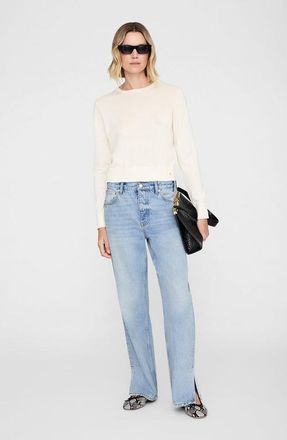 Anine Bing Moni Crop Sweater in Ivory at Nordstrom, Size X-Small