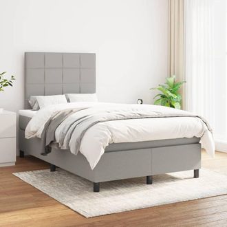 vidaXL Cama Box Spring Con Colch&oacute;n Tela Gris Claro 120x200 Cm Vidaxl