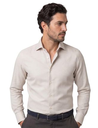 Eterna overhemd beige modern fit semi-wide collar