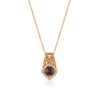 Le Vian Pendant Chocolate Quartz, Vanilla Diamonds set in 14K Strawberry Gold P1981SQ