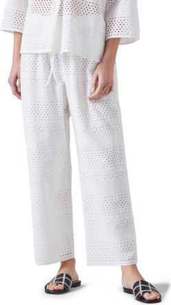 L.k. Bennett Edie Broderie Straight Leg Pants in White at Nordstrom Rack, Size 16 Us / 20 Uk