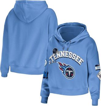 WEAR by Erin Andrews Womens WEAR by Erin Andrews Light Blue Tennessee Titans Plus Size Modest Cropped Pullover Hoodie at Nordstrom, Size 3X