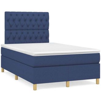 vidaXL Cama Box Spring Con Colch&oacute;n Tela Azul 120x190 Cm Vidaxl