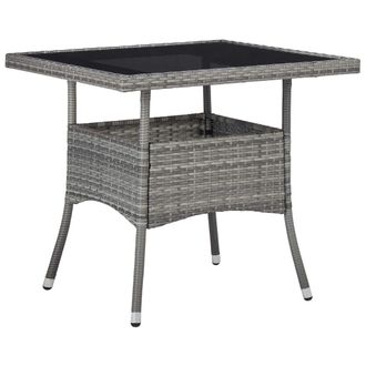 vidaXL Mesa De Comedor Para Jard&iacute;n Rat&aacute;n Sint&eacute;tico Y Vidrio Gris Vidaxl