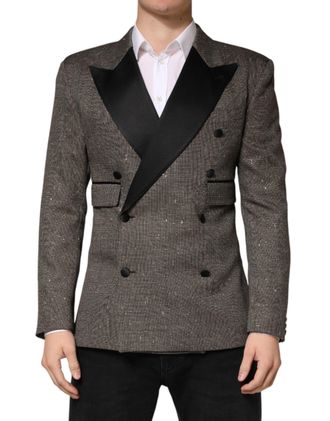 Dolce & Gabbana Mens Gray Double Breasted 2 Button Jacket Blazer Wool Clothing