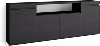 Skraut Home Credenza, Mobile, Cucina, Madia, mobile ingresso, 200x75x35cm, 4 Porte, grande stoccaggio, Stile moderno, Nero - Skraut Home