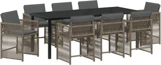 vidaXL vidaXL Garden Dining Set 9 pcs Grey Poly Rattan