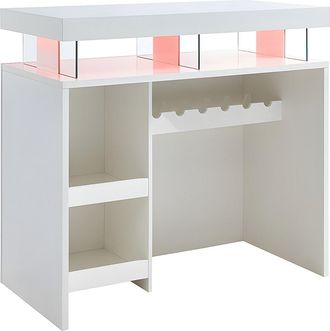 Vente-Unique Mueble de bar FABIO - MDF lacado blanco - Leds